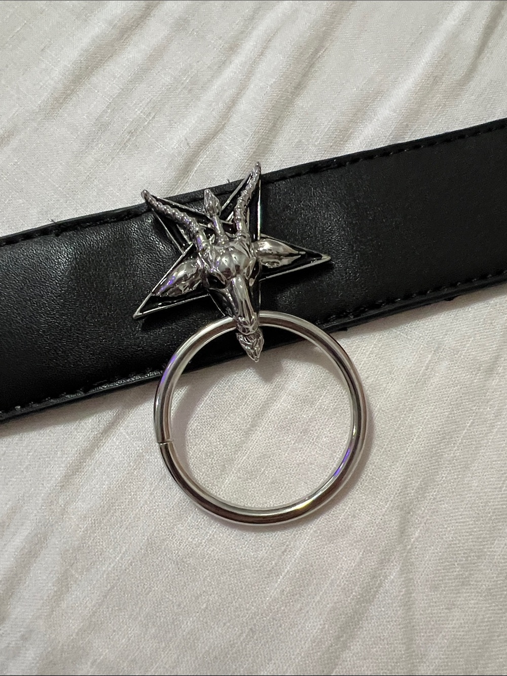 Killstar Black Belt with Silver Pentagram Ring
